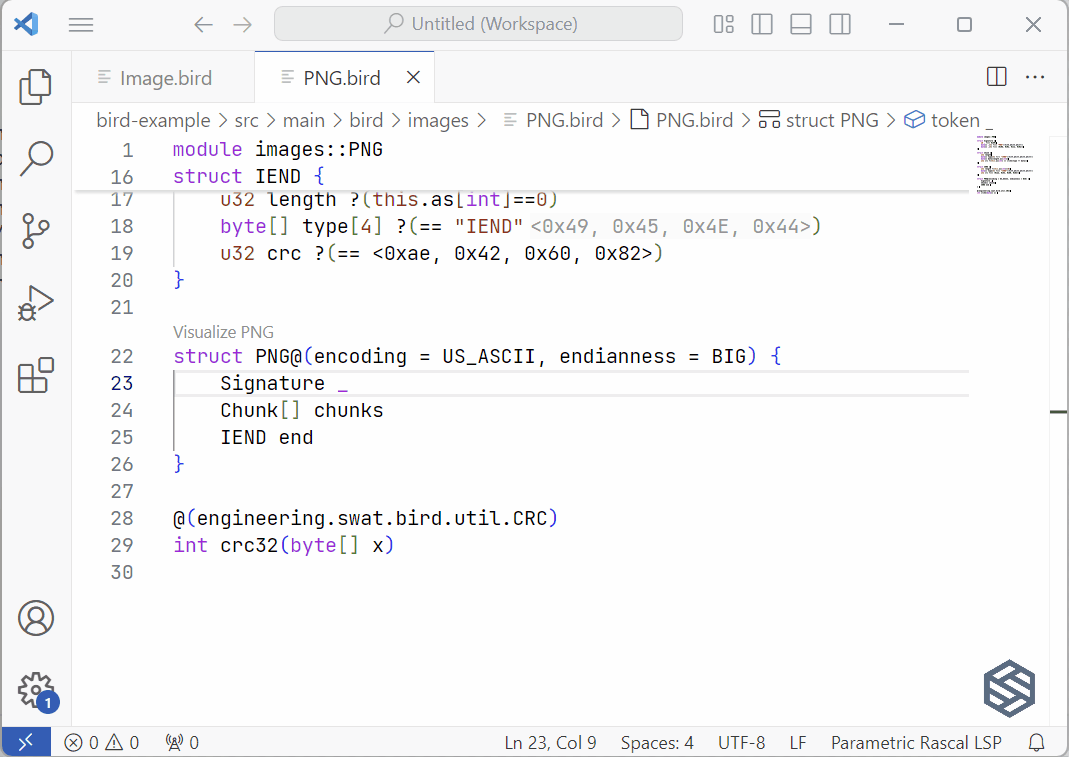 VS Code jumping to definition in a Bird DSL file